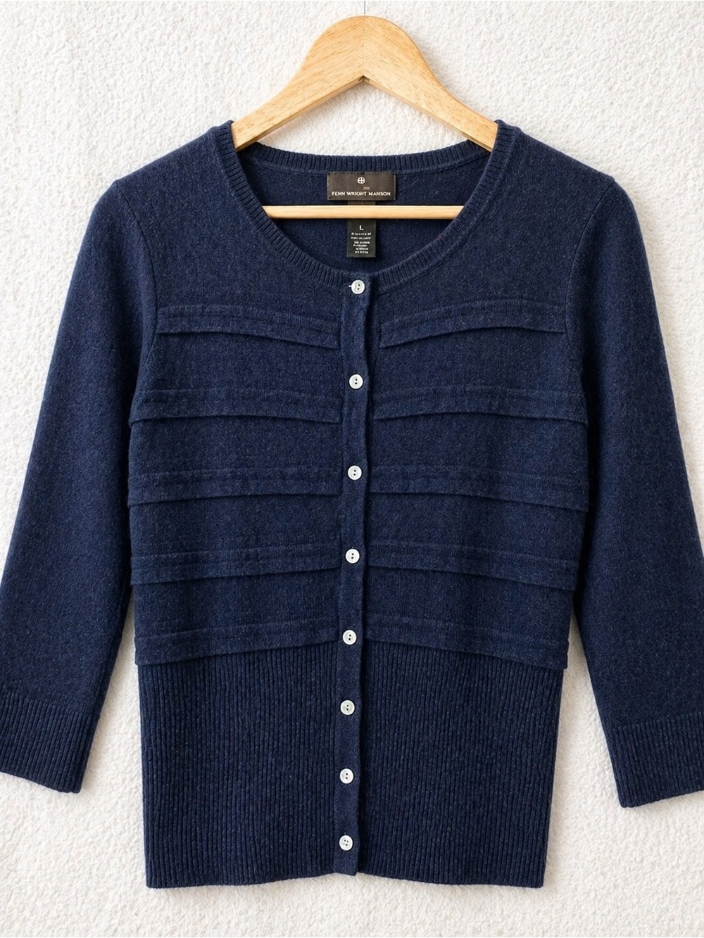 Preppy Fenn Wright Manson Navy‎ Button-Up Cardigan Wool Blend - L